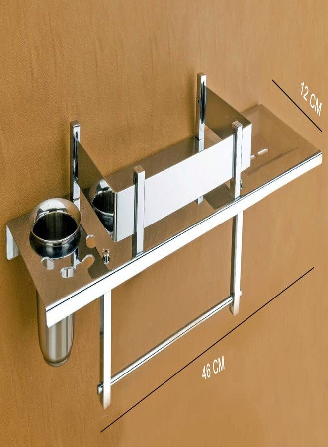 HANDY Bathroom Accessories Stainless Steel Bathroom Shelf with Towel Ring Multipurpose Shelf with Soap Dish and Toothbrush Holder All in One Shelves 18 X 5 Inch - Image 3